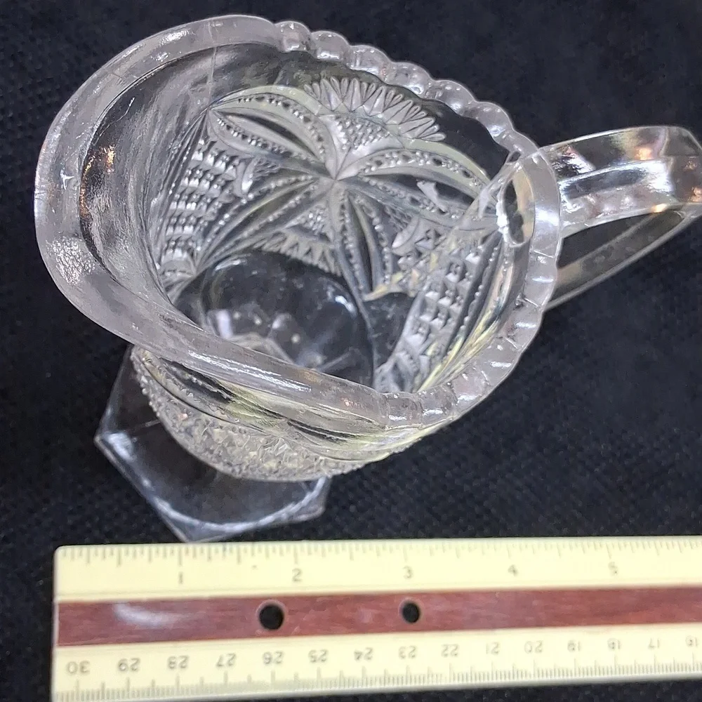 Vintage pressed patterned‎ glass/crystal pitchers - set of 2
